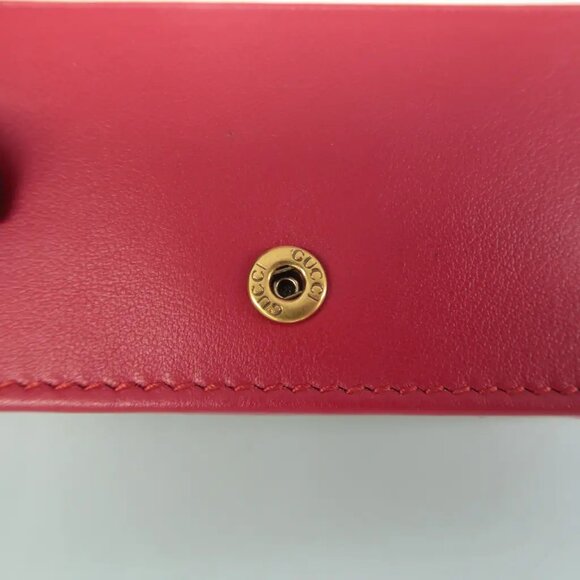 100% Authentic GUCCI GG Marmont Red Leather Wallet - Picture 9 of 12